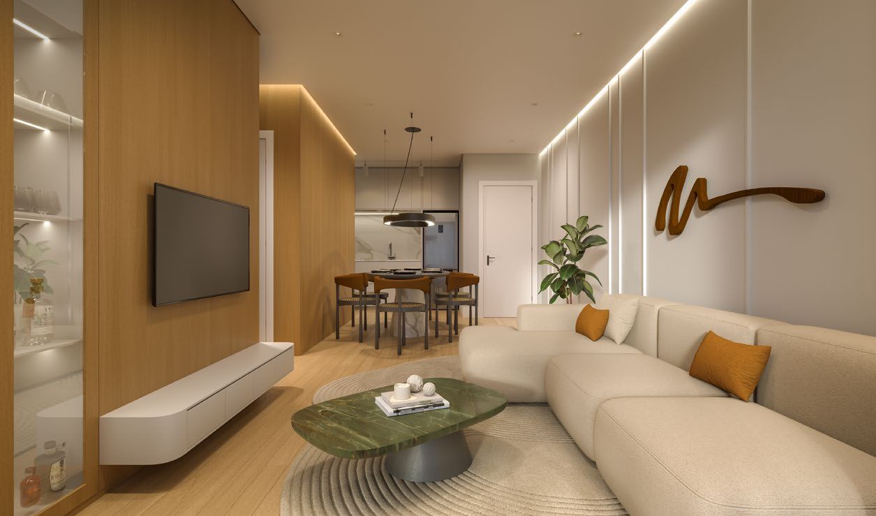 Living do apartamento suíte + 1 dormitório